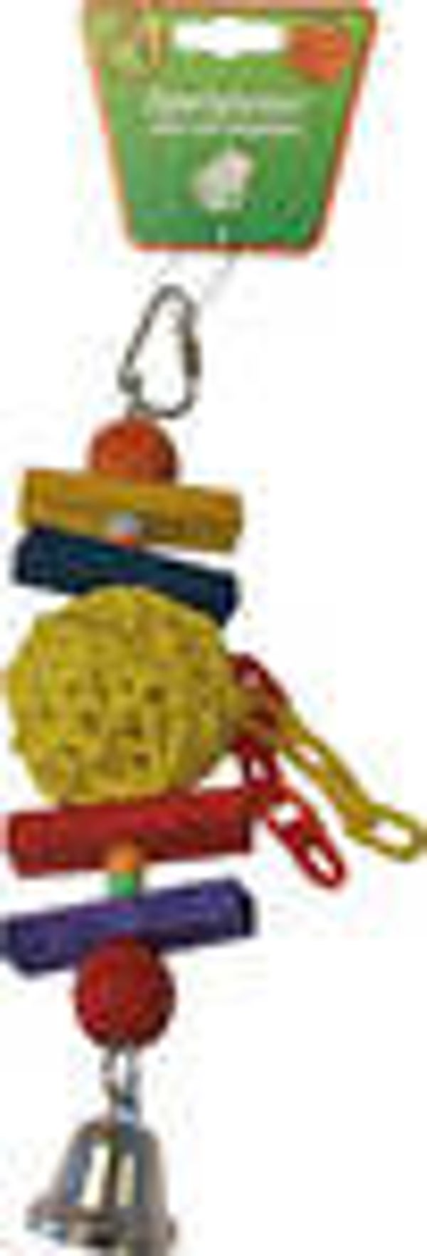 Vogelspeelgoed rattan bal met stok en bel, 20 cm