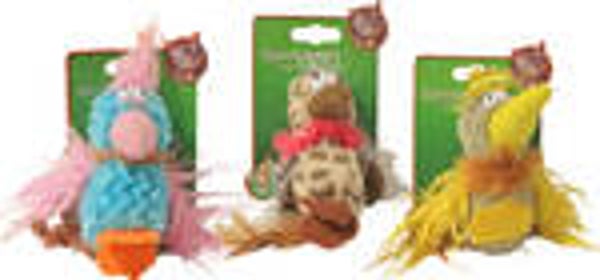 Kattenspeelgoed soft bird met veren