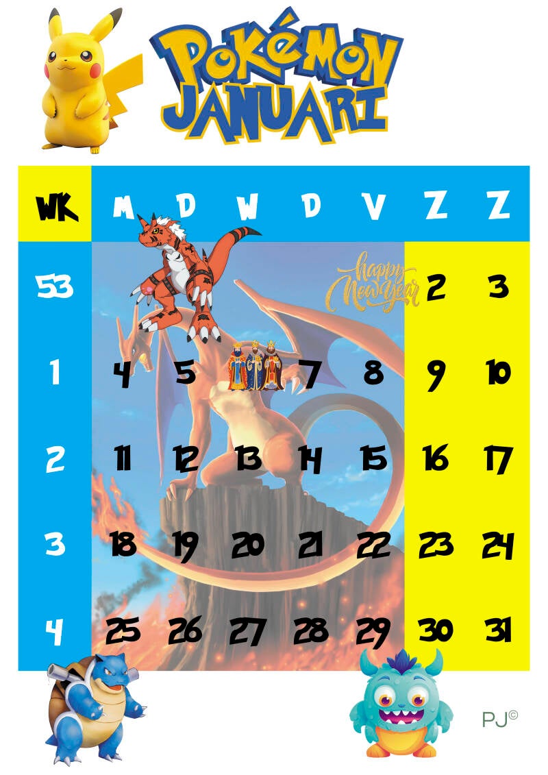 Pokemon A4 Kalender 2027