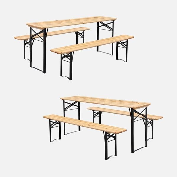 Location table en bois avec bancs – Style guinguette & événement