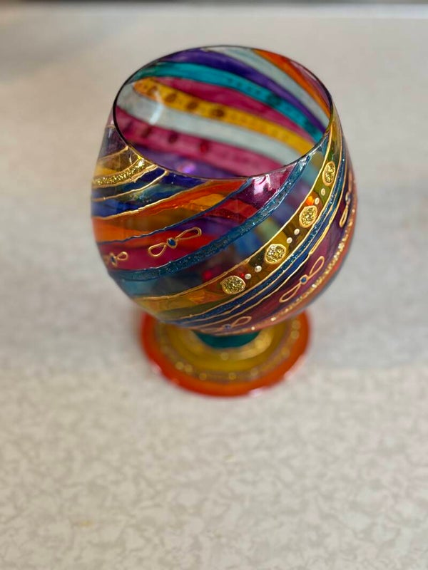 gekleurd glazen kaarsen houder