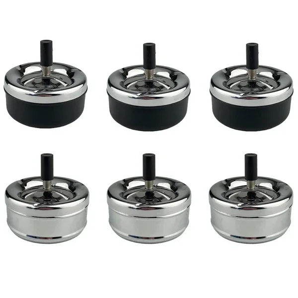 Display spinning ashtrays black chrome 11 x 5,5 cm 6 pcs