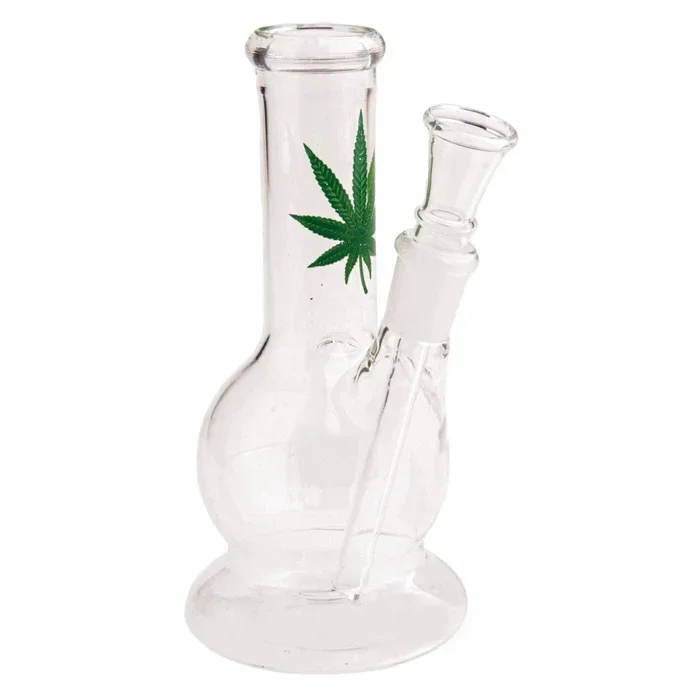 Green Leaf Small Straight Glass Bong 15 cm