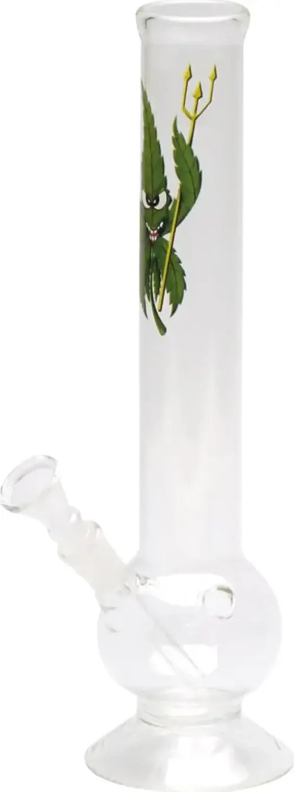 Green Leaf Small Straight Glass Bong 15 cm