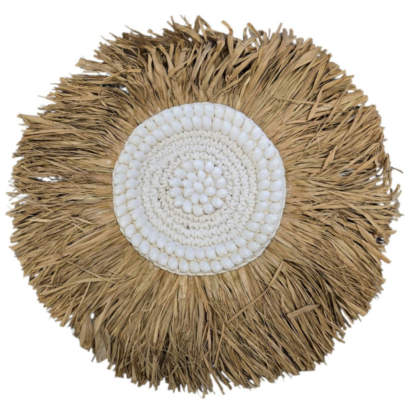 Juju hat raphia , coquillages et macramé