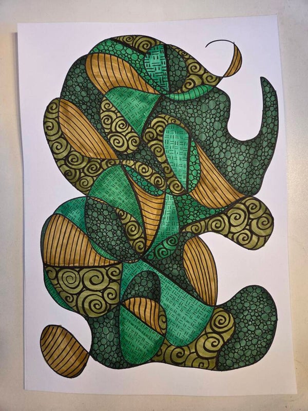 #224 - Kronkelende kringen (tekening, A3)