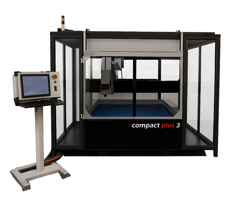 compact 3, Waterjet Härtel, Wasserstrahl-Schneidanlage, wenig Platz, Arbeitstisch 1x1 m, kleine, mini, wasserstrahlschneiden,