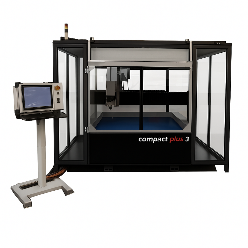 Compact 3 Premium, Glasindustrie, Wasserstrahlschneiden, 3-Achsen, 5->Achsen, Glas, Plexiglas, Sicherheitsglas, präzise schneiden,