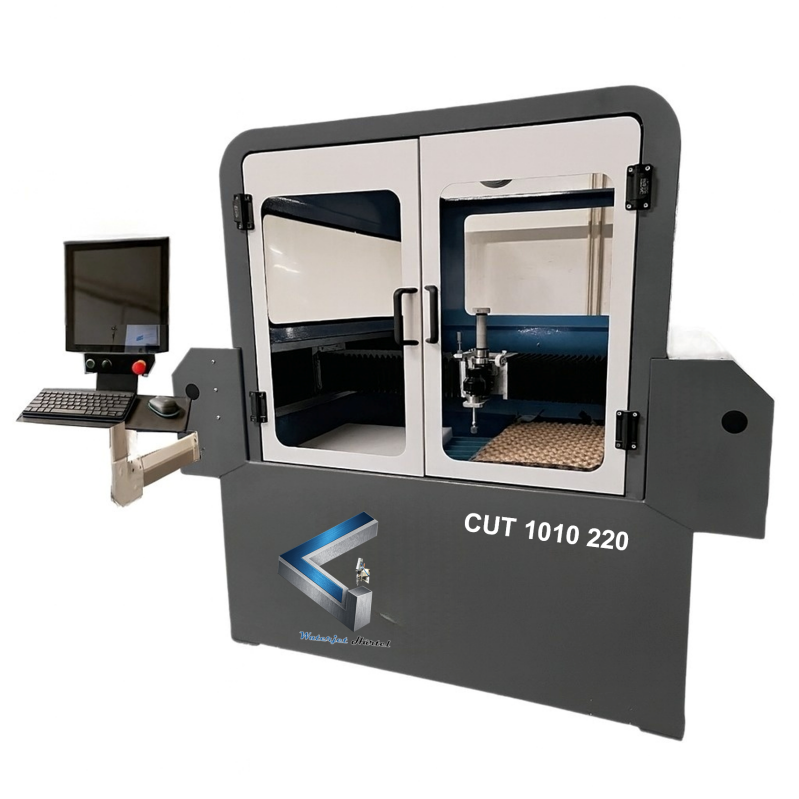 Cut 1010 A, günstige, kosteneffiziente, Wasserstrahlschneidanlage, Schneidtisch, 1000x1000 mm, 3-Achsen, 11 kW,  Hochdruckpumpe