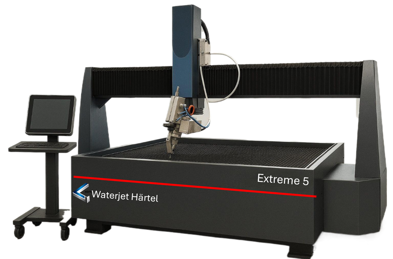 Hochportal, Wasserstrahl-Schneidanlage, Extreme 5, Arbeittisch, 4020, 4000 x 2000 mm, Rotationsachse, U-Achse, dicke, Stahlplatten, 5-Achsen, 6-Achsen