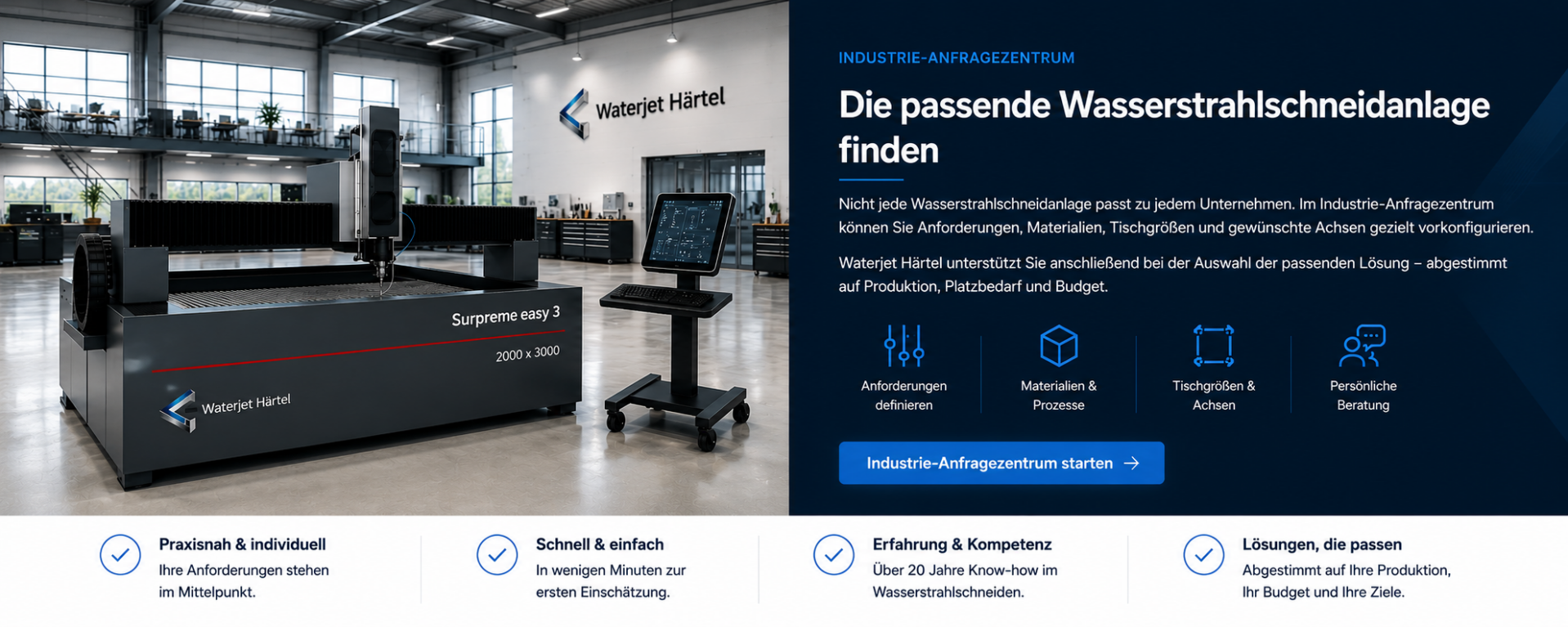 Gemeinsam mit Waterjet Härtel die passende Wasserstrahlschneidanlage finden