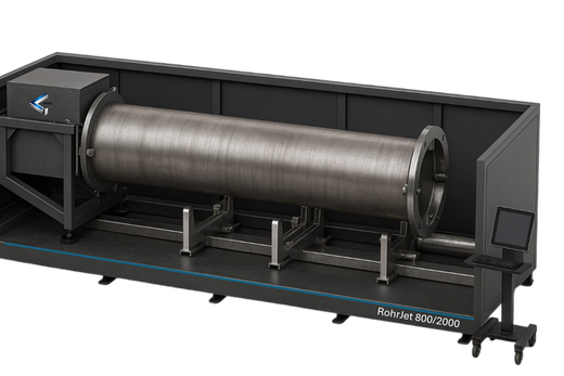 RohrJet, Wasserstrahlschneidanlage zum Rohre schneiden, 3 Achsen, Rohre, Durchmesser max 1000,mm, Rohr bis 12000 mm Länge, Bohr-Achse optional