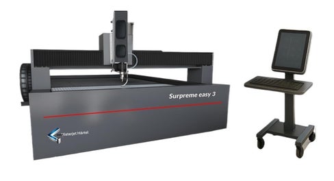 surpreme easy, 3 Achsen, Wasserstrahl-Schneidanlage, Waterjet Härtel, Super-Sale-PreisWasserstrahlschneidanlagen,, Waterjet Härtel, Waterjet, wasserstrahlschneiden, Metall, Stahl, Edelstahl, Alu, Glas, Metallbau,