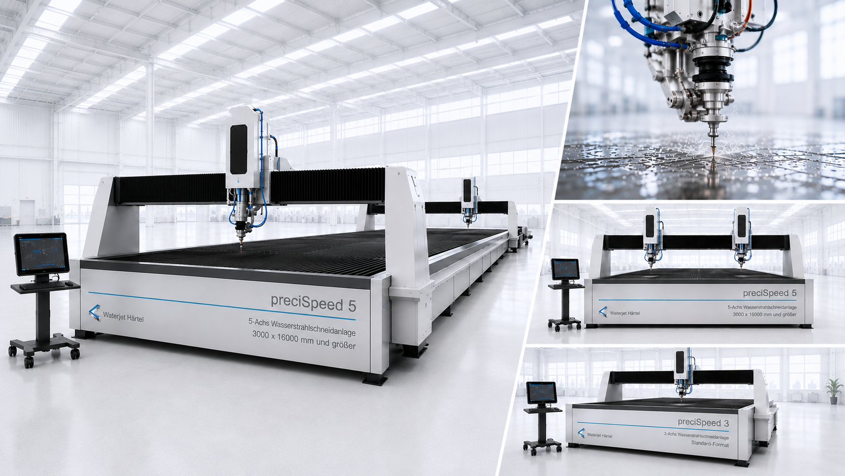 Waterjet Härtel, preciSpeed 3, Wasserstrahl-Schneidanlage, 3 Achsen, x-y-z-Achse, Präzision, bester Preis,