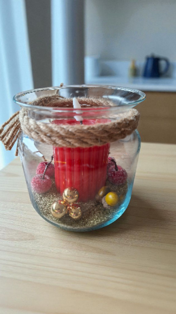 Windlicht rode kaars