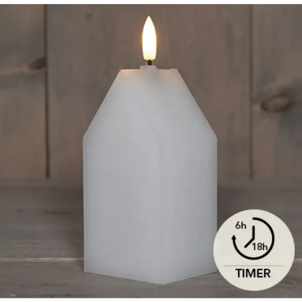 LED kaars huisje wit