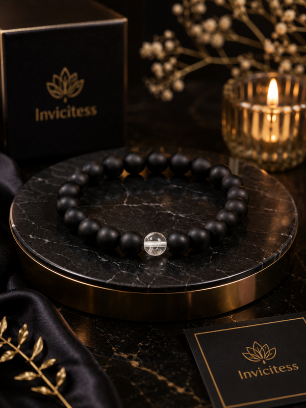 Armband Obsidiaan en Bergkristal