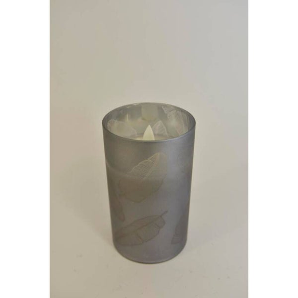 LED kaars in glas zilver