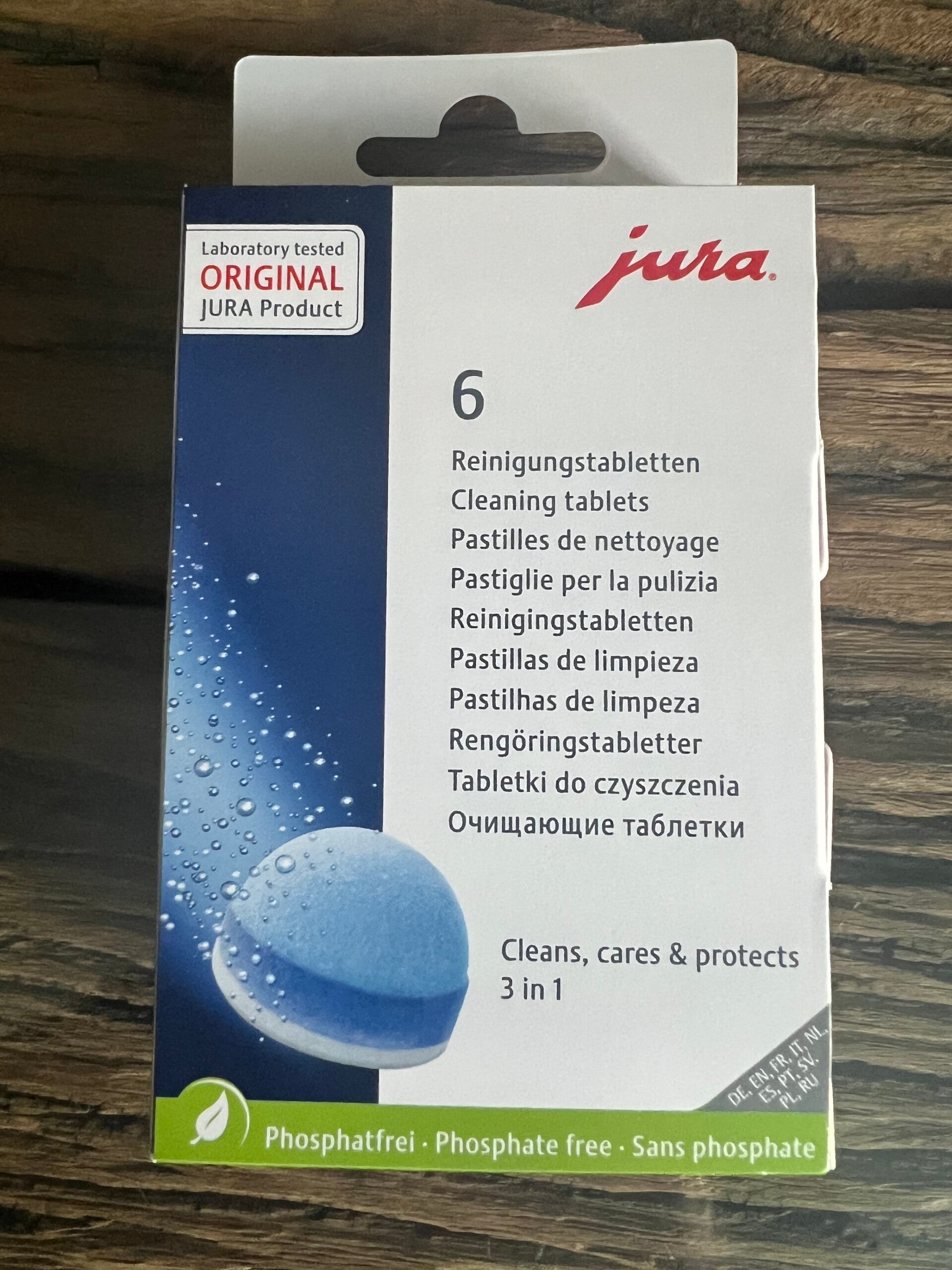Jura 3-Phasen Reinigungstabletten für Kaffeevollautomaten.