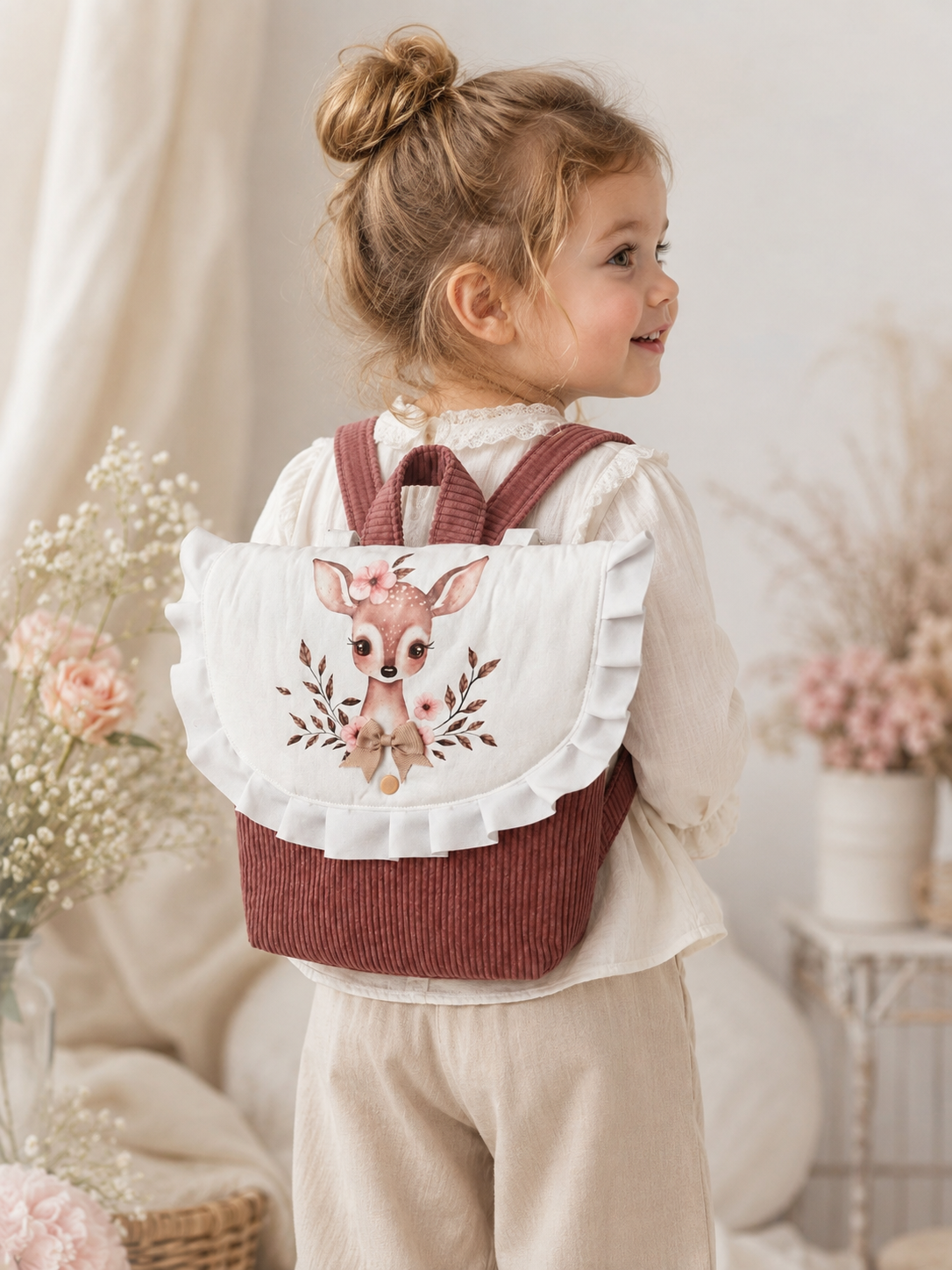 Sac à dos crèche ou maternelle FILLE biche modèle 1