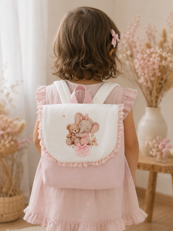 Sac à dos crèche ou maternelle FILLE éléphant modèle 2