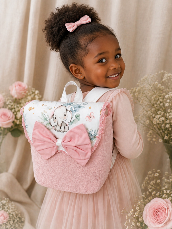 Sac à dos crèche ou maternelle FILLE éléphant modèle 1