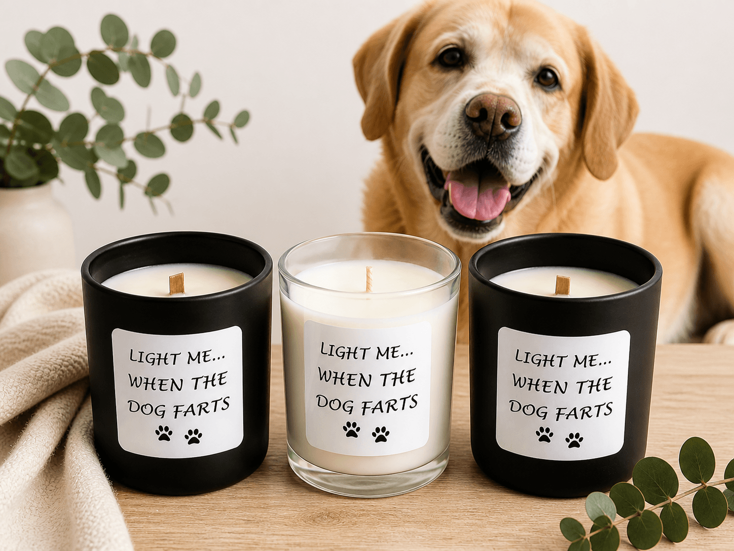 “Light Me When the Dog Farts” Humorous Soy Candle