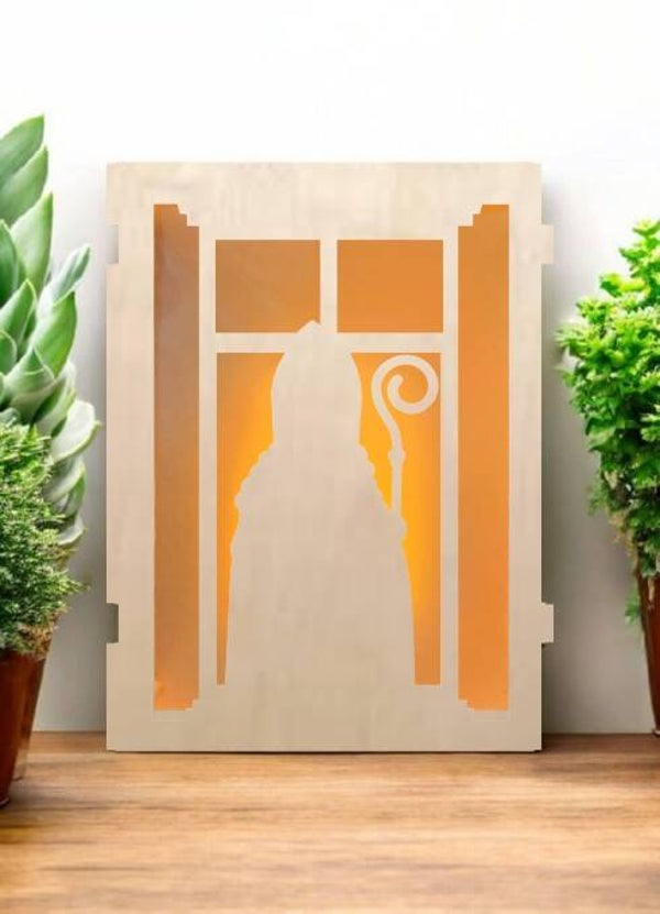 Houten lantaarnpaneel – Sinterklaas