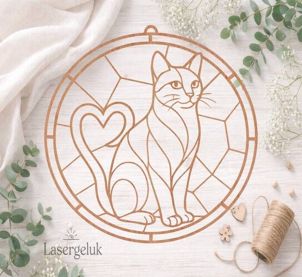 Houten DIY Suncatcher – Hartenstaart | Glas-in-Lood Decoratie - 0074