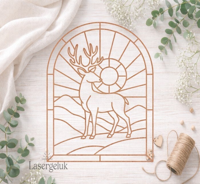 Houten DIY Suncatcher – Ree | Glas-in-Lood Decoratie- 0127