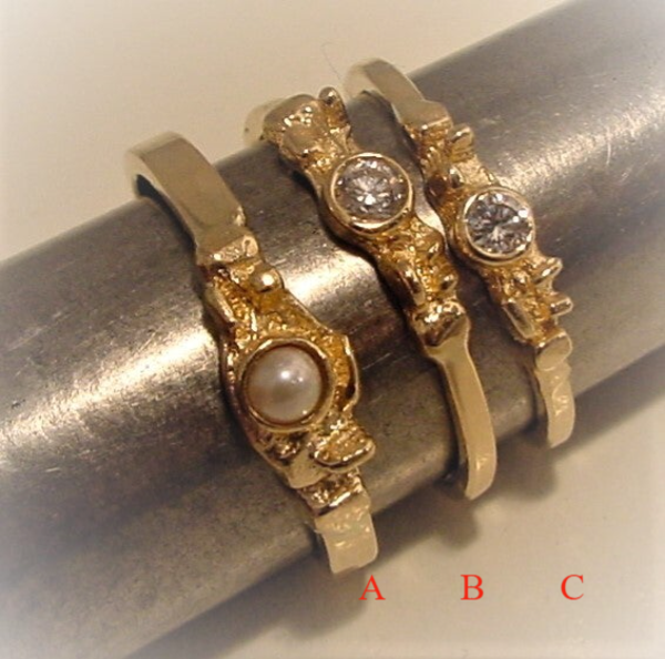 Ring sr6696 gouden ringen met handwerk motief en parel of diamant