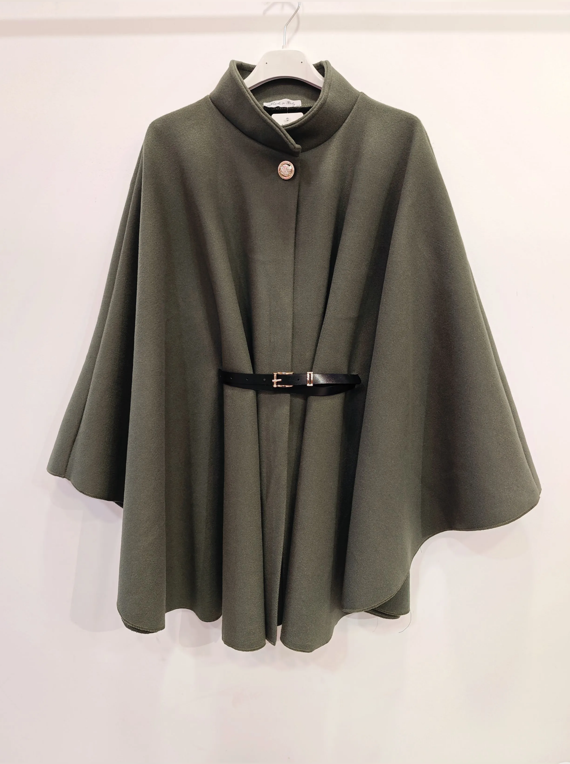 Poncho met riem kaki