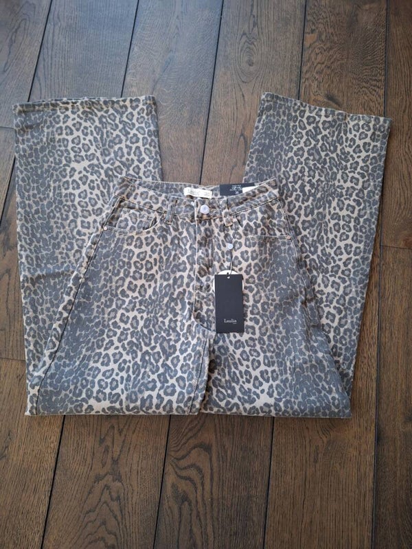 Laulia Leopard wide leg jeans tall