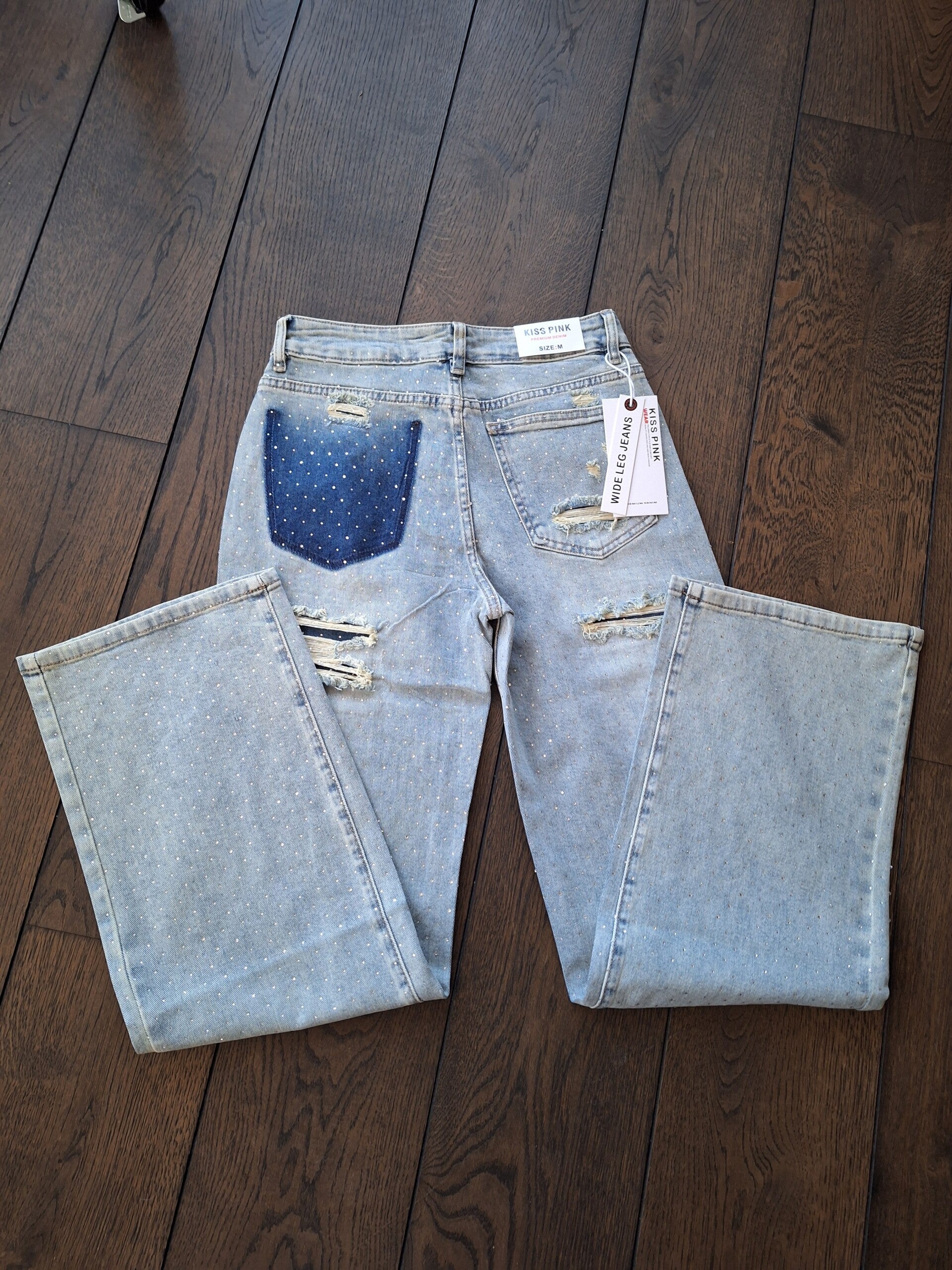 Jeans wide leg sparkle galm