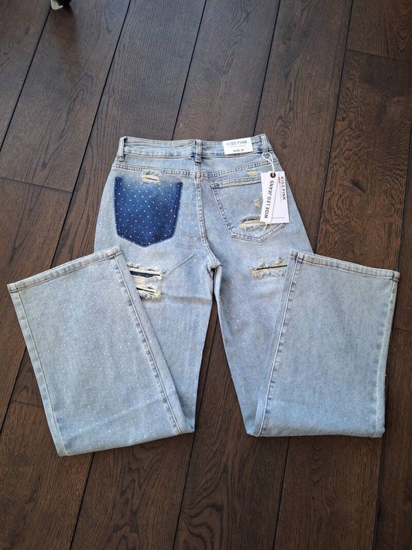 Jeans wide leg sparkle galm