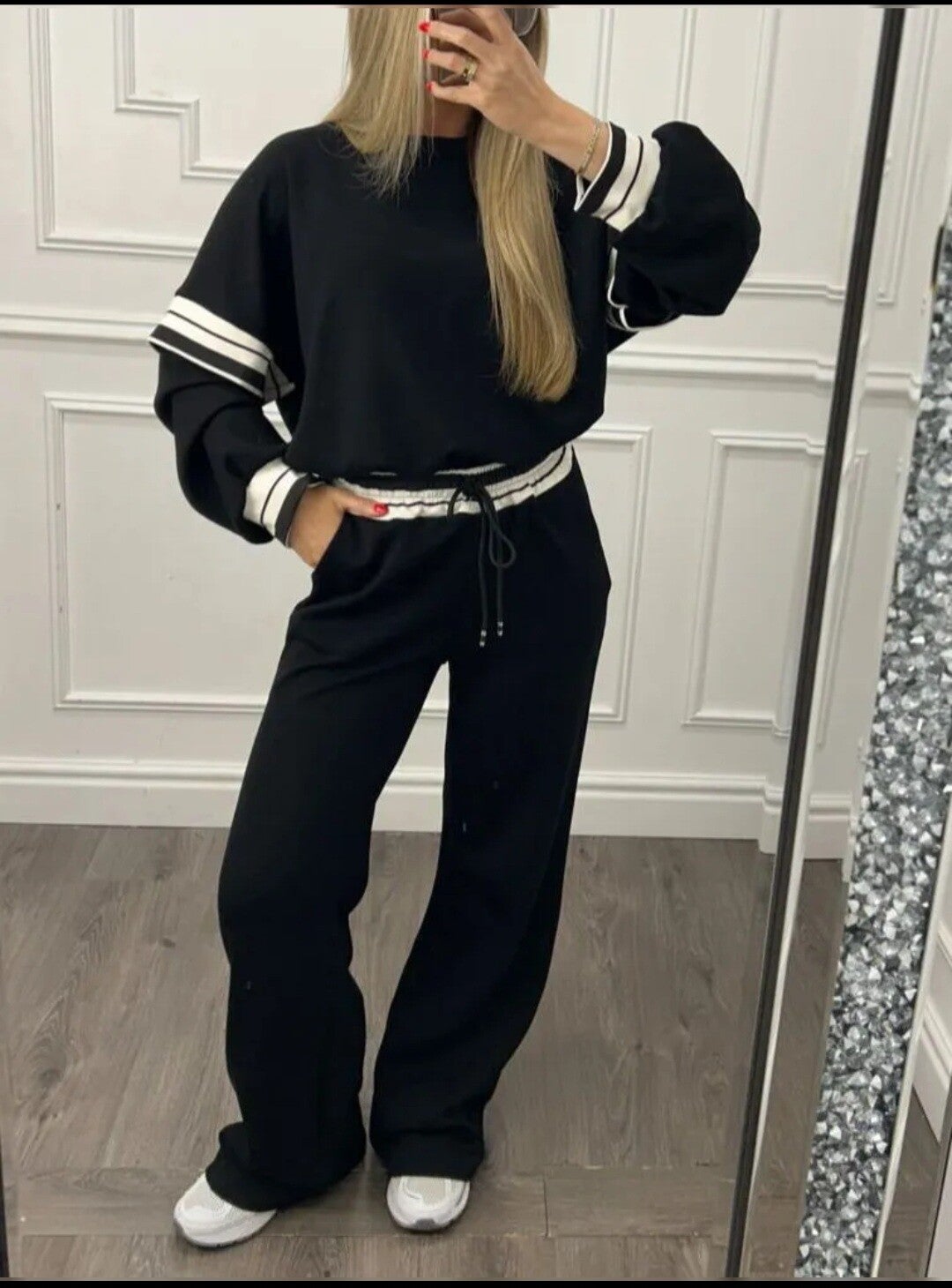 Tweedelige set stripe zwart