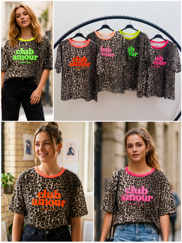 T shirt club amour panter 3 kleuren verkrijgbaar