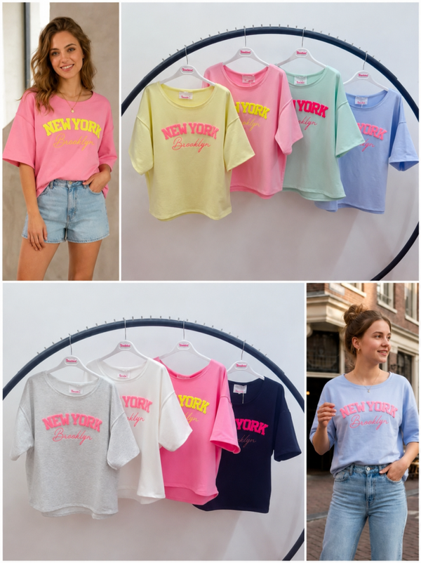 T shirt new York 4 kleuren verkrijgbaar