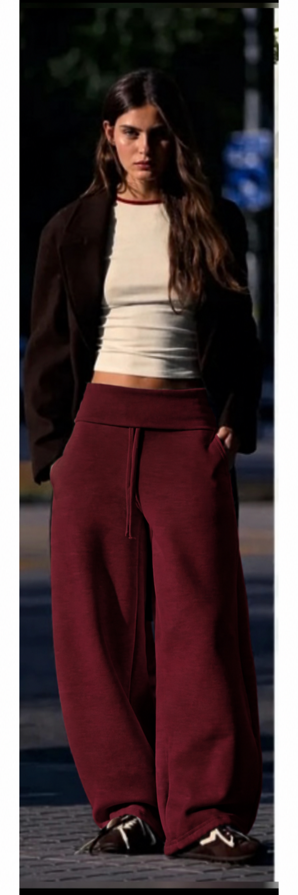 Wide leg broek met brede band 4 kleuren verkrijgbaar