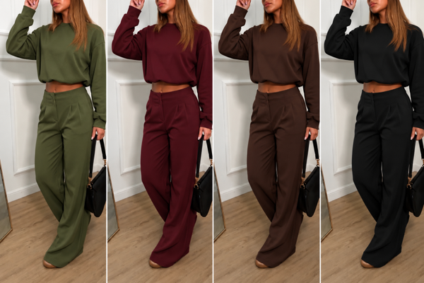 Set Pantalon en crob trui 4 kleuren verkrijgbaar