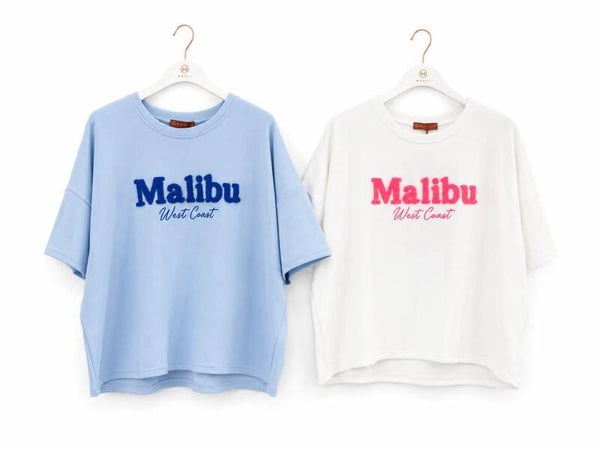 T shirt Malibu teddy opdruk 2 kleuren verkrijgbaar