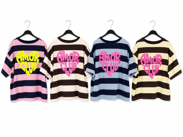 T shirt amour club stripe 4 kleuren verkrijgbaar