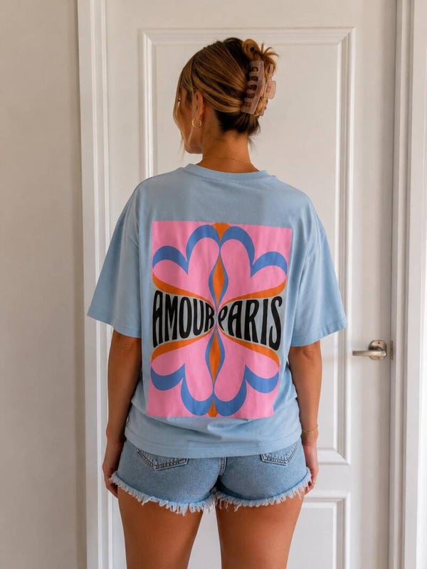 T shirt bloem Amour Paris