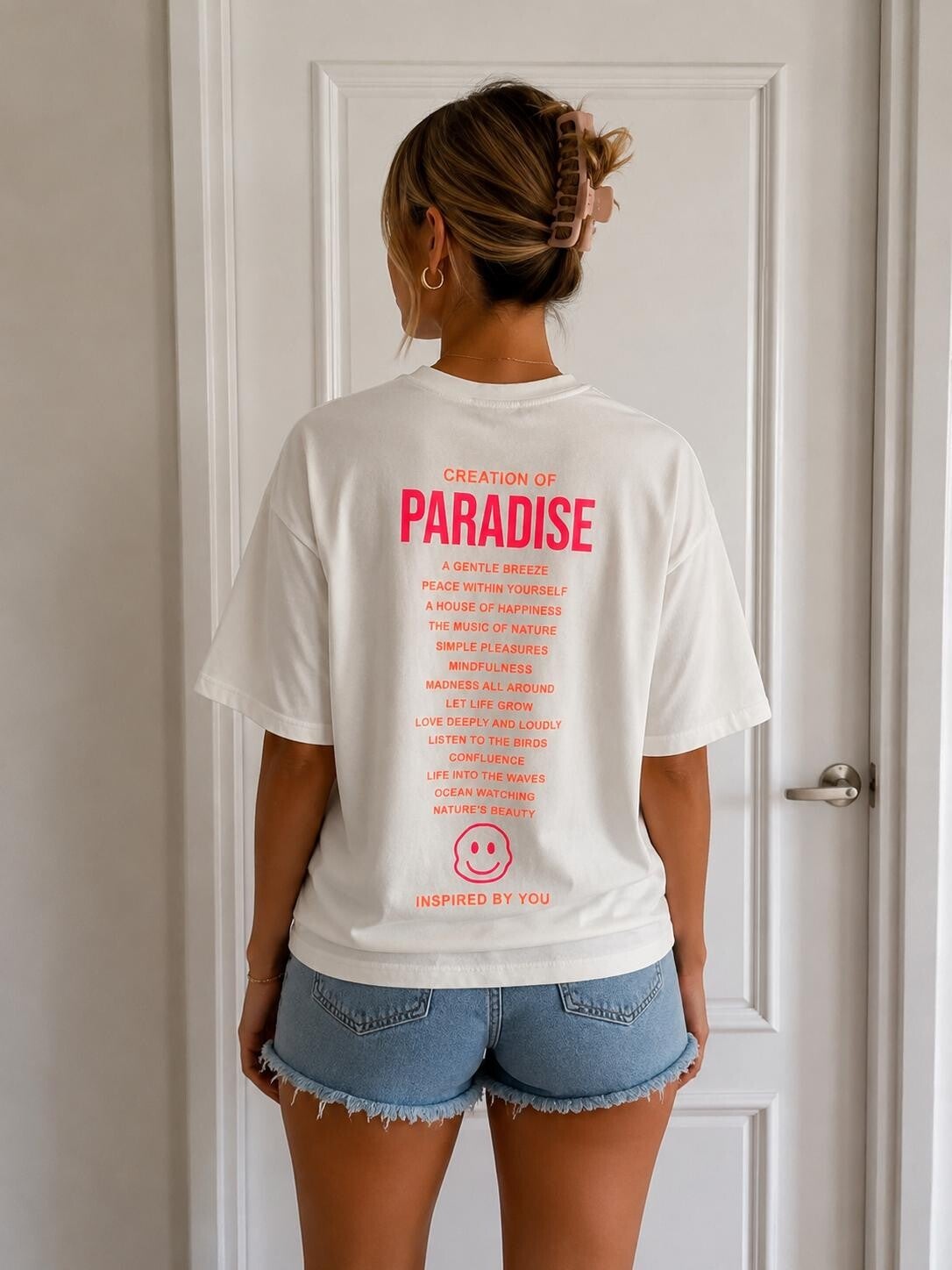 Paradise t shirt wit tekst