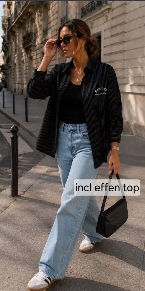 Blouse Bonjour gestreept incl top 2 kleuren verkrijgbaar
