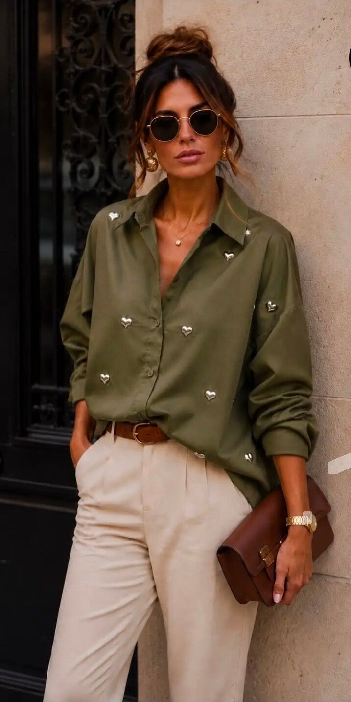 Blouse met hartjes 2 kleuren verkrijgbaar