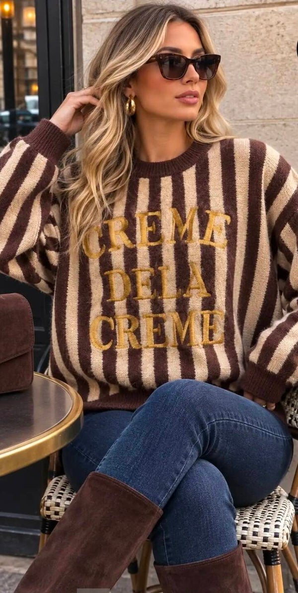 Trui met tekst creme de laatste creme