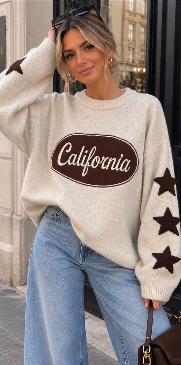 PREORDER California-trui met reliëfsterren