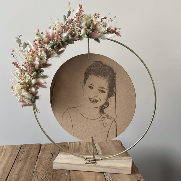 Flowerhoepel met foto 40 cm (goud)