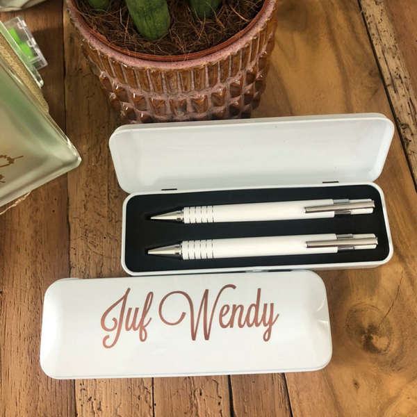 Set pen/potlood in metalen doosje